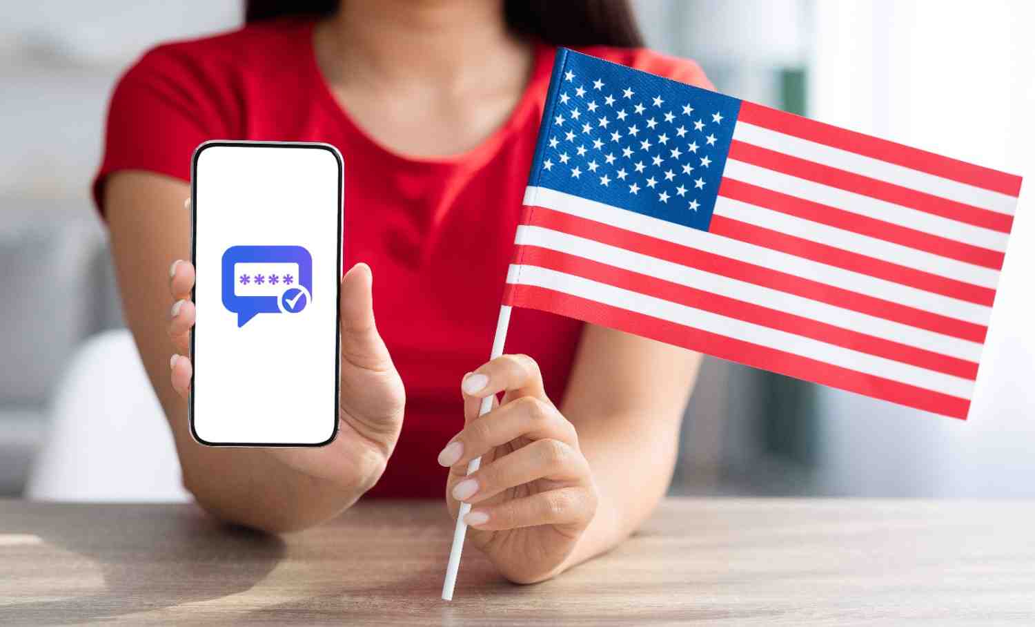 Mobile phone receiving SMS verification code using real USA non-VoIP number for secure account login